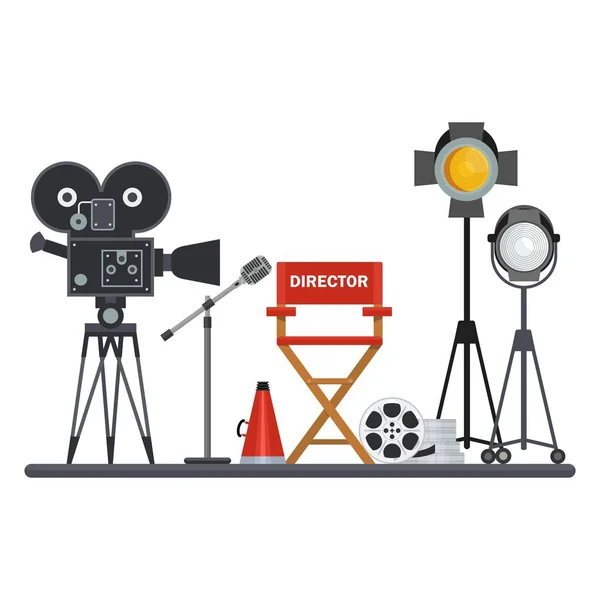 Set cinematografico regista sedia — Vettoriale Stock