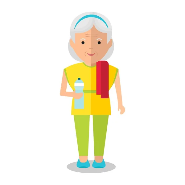 Femme âgée avec bouteille — Image vectorielle