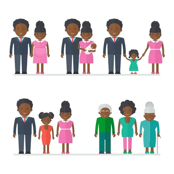 Peuple noir génération familiale — Image vectorielle