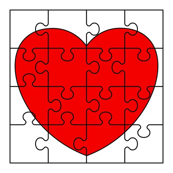 Puzzle obraz serca — Wektor stockowy