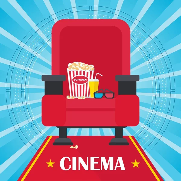 Cartaz de cinema azul —  Vetores de Stock