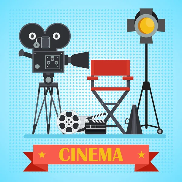 Poster del cinema con macchina fotografica — Vettoriale Stock