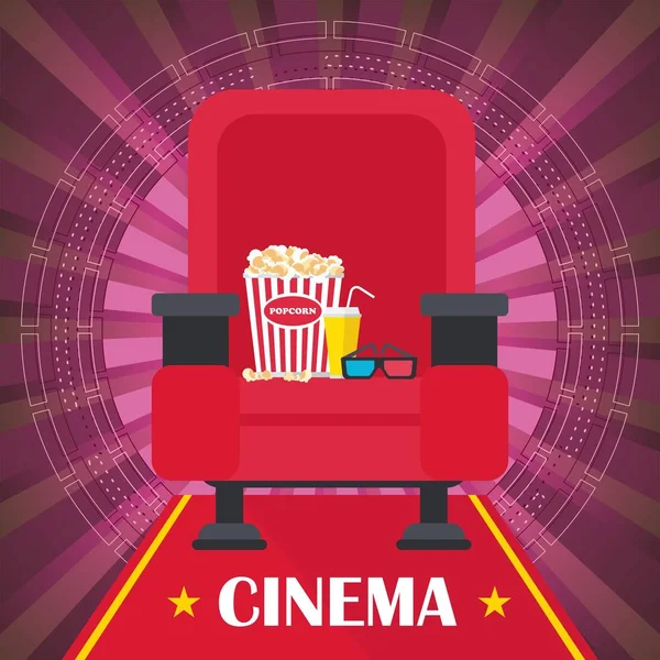 Bioscoop poster met stoel — Stockvector