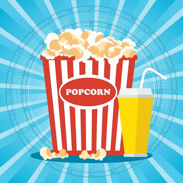 Bioscoop poster met popcorn — Stockvector