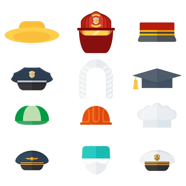 Set of professional hats — Stock Vector