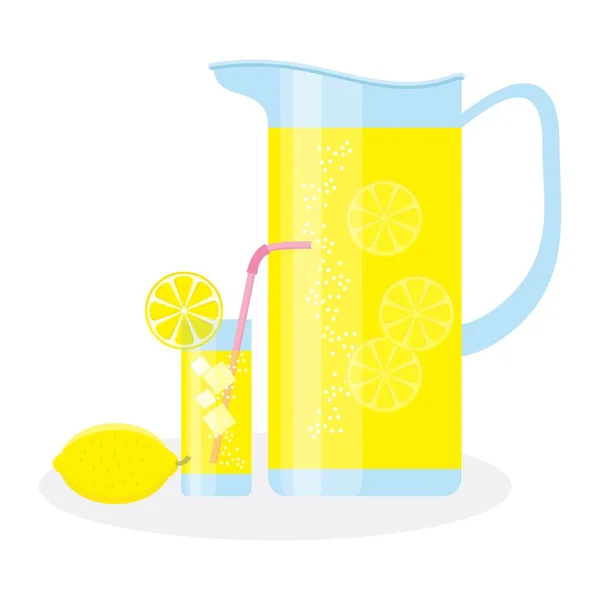 Jug and glass with lemonade — Stock Vector