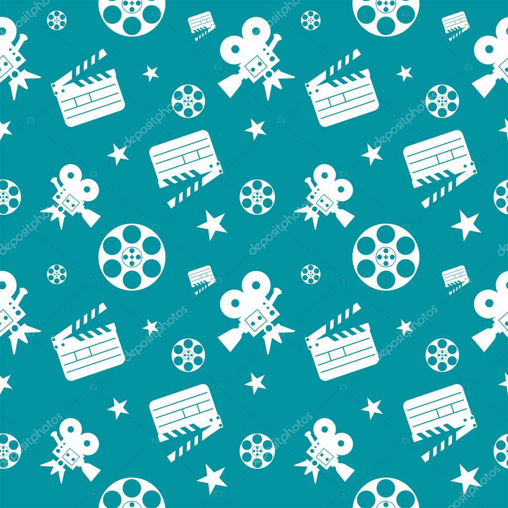 cinema seamless pattern blue white