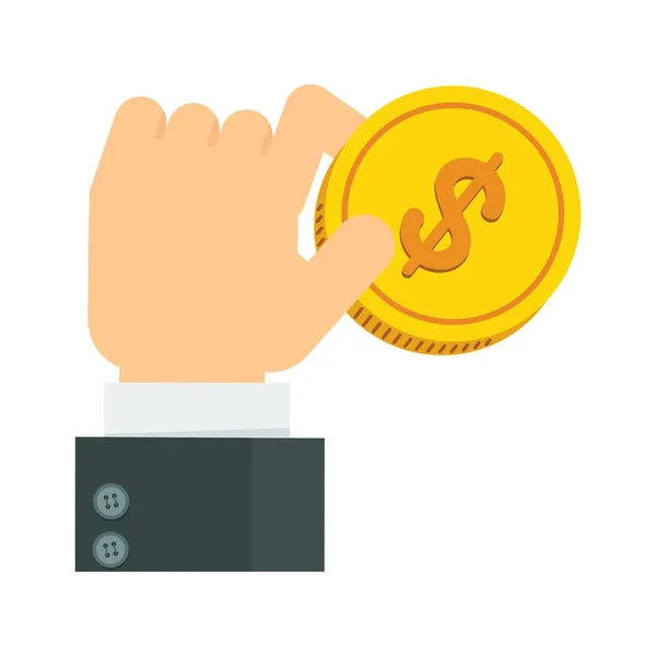 Hand holding coin — Stock Vector