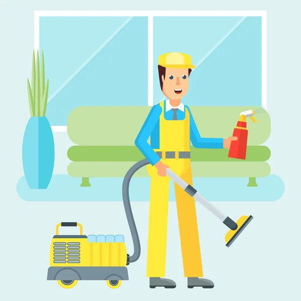 Service man in flat — Stock Vector