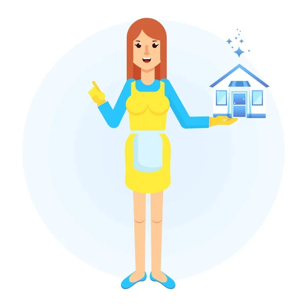Serviço mulher casa limpa —  Vetores de Stock