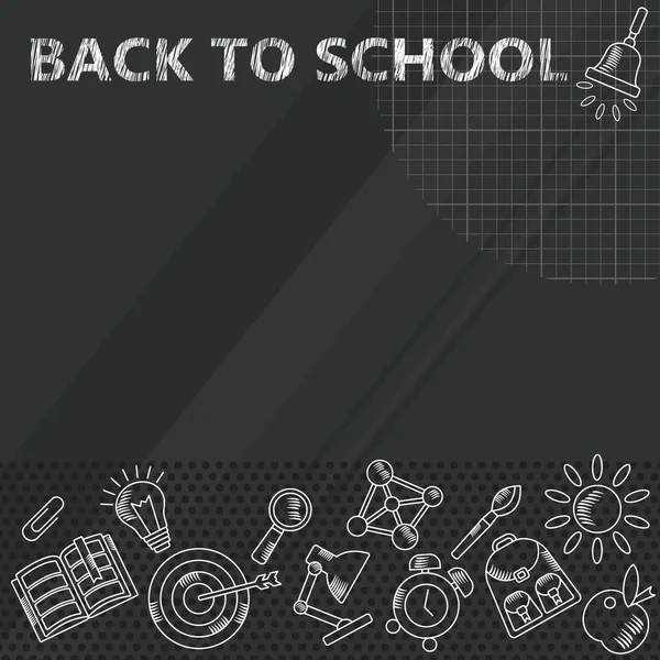 Volver a la escuela banner negro — Vector de stock
