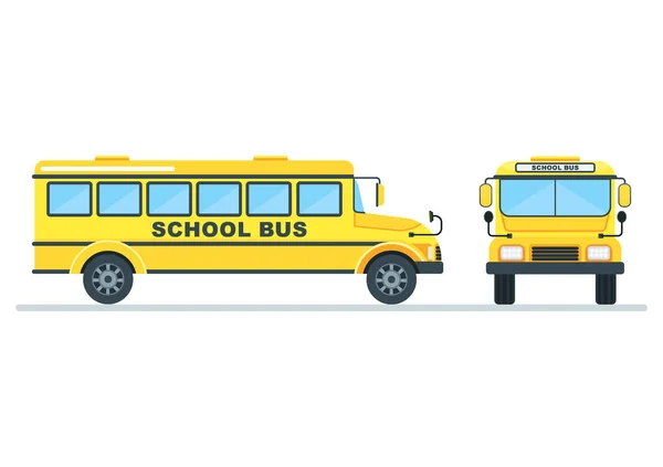 Amarillo escolar autobús dos vista — Vector de stock