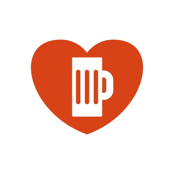 Coração logotipo cerveja — Vetor de Stock