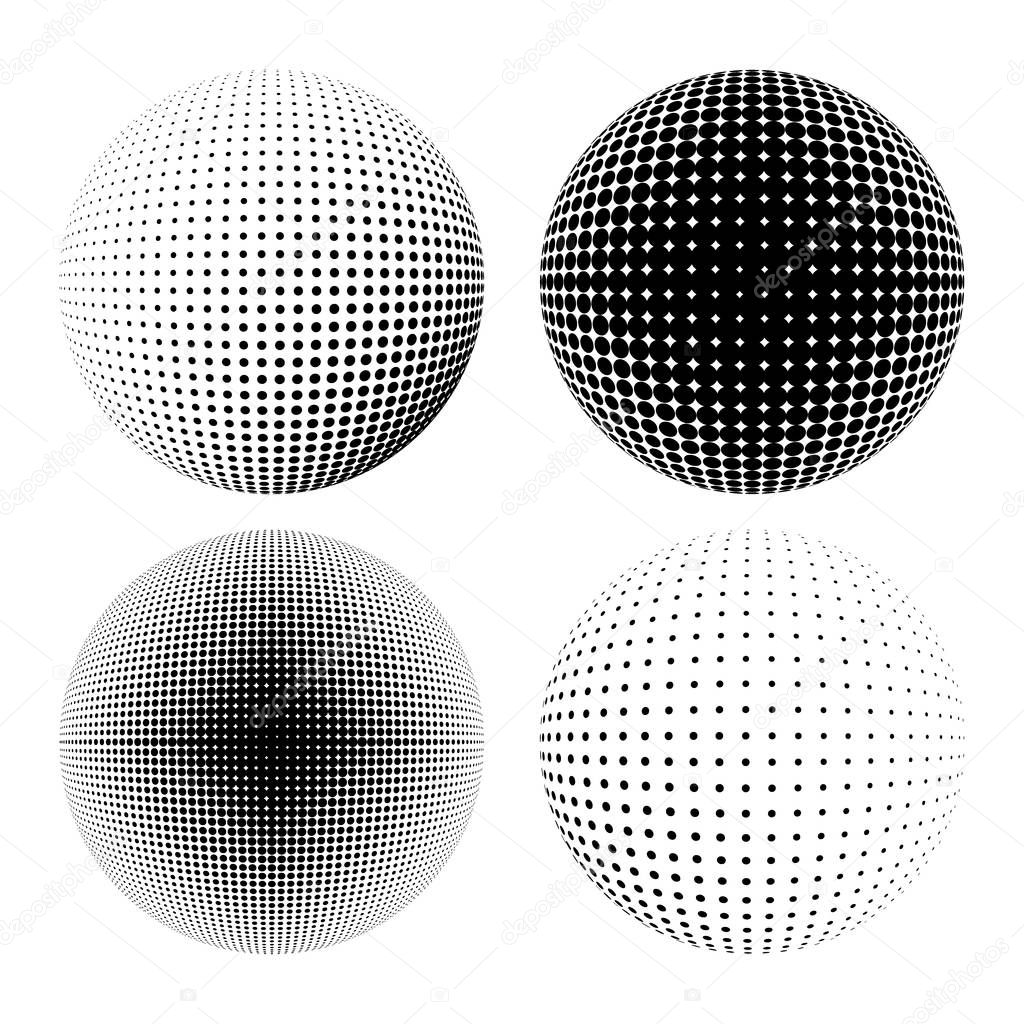 halftone sphere black set