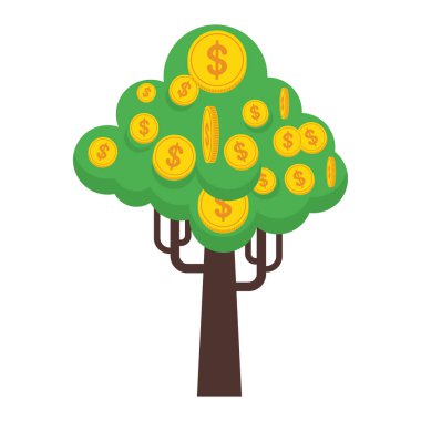 altın para yeşil ağaç simgesiyle