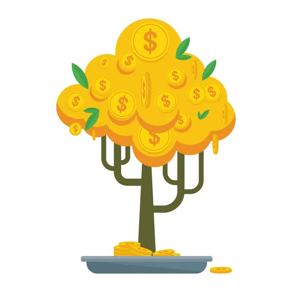 Zlaté peníze strom bonsay — Stockový vektor