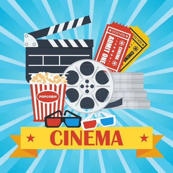 Kinoplakat blaues Popcorn — Stockvektor