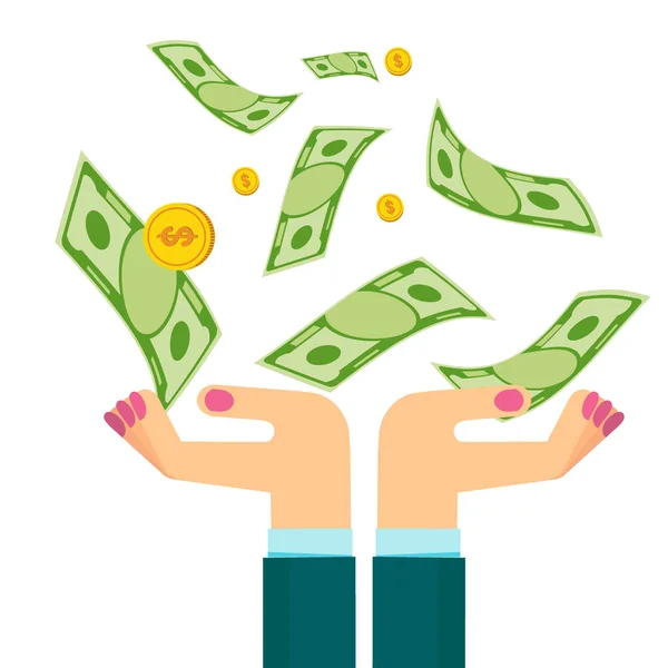 Woman hands with dollars — Stock Vector