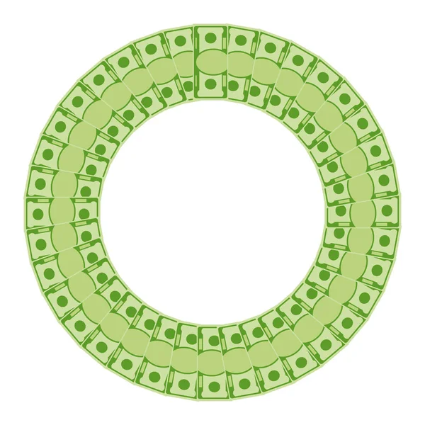 Gröna pengar rund ram — Stock vektor
