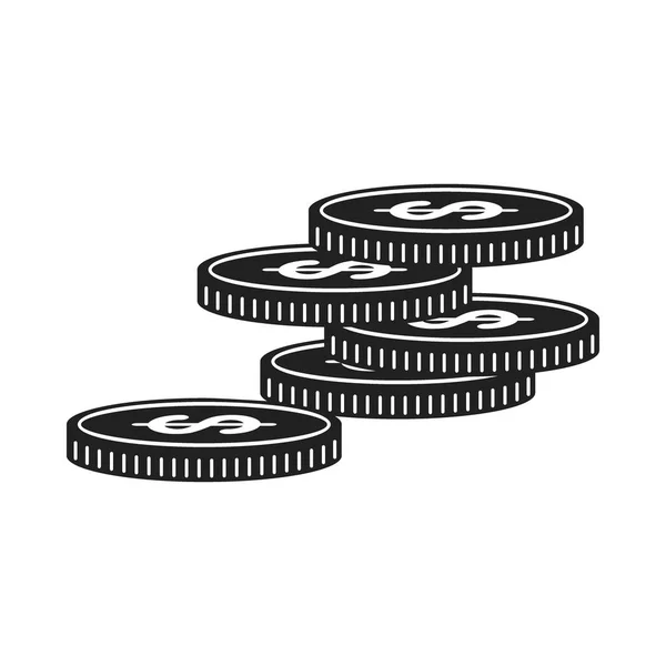 Icona delle monete nere — Vettoriale Stock