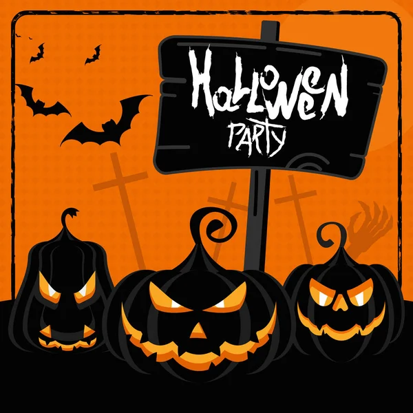 Halloween party orange poster — Stock Vector