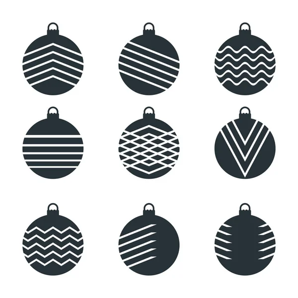 Bola de Navidad negro icono conjunto — Archivo Imágenes Vectoriales