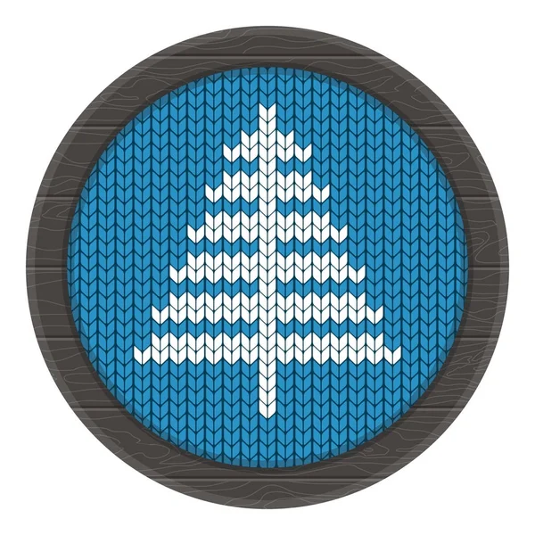 Çerçeve mavi örme Noel ağacı — Stok Vektör