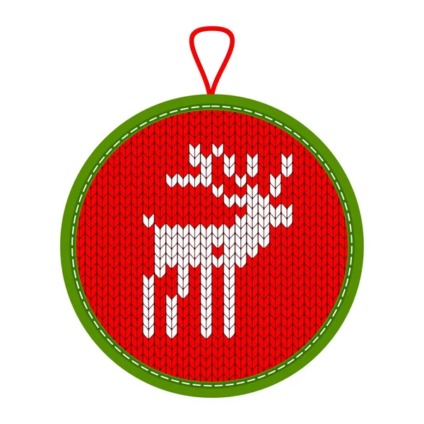 Knitted christmas decoration deer — Stock Vector