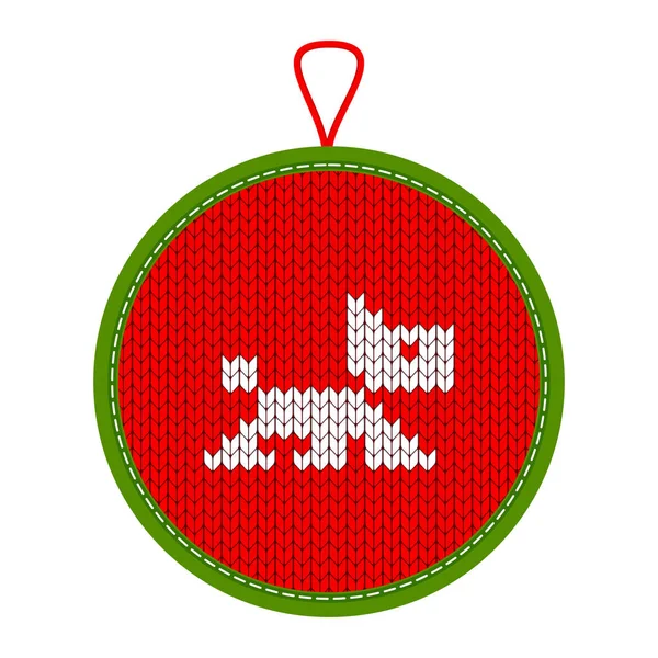 Knitted christmas decoration dog — Stock Vector