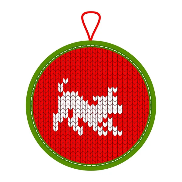 Knitted christmas decoration play dog — Stock Vector