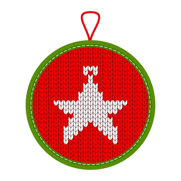 Knitted christmas decoration star five — Stock Vector