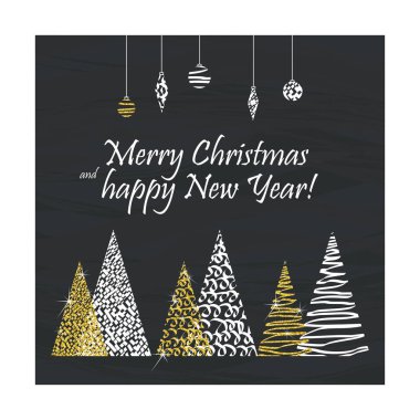 Noel kartı altın ağaçlar
