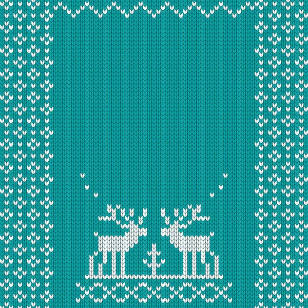 Knitted christmas template blue — Stock Vector