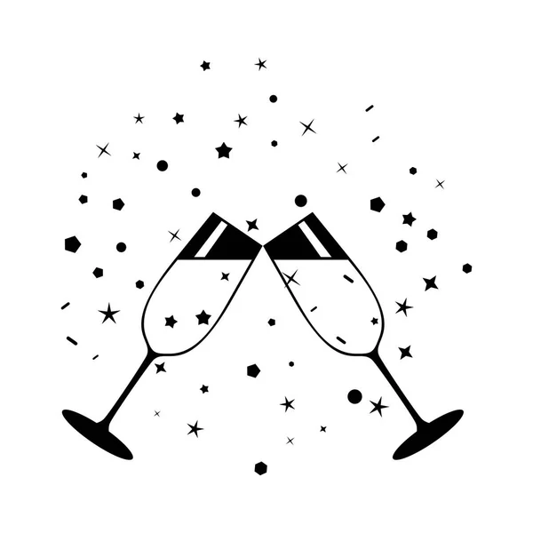 Шампанське святкові окуляри чорні — стоковий вектор