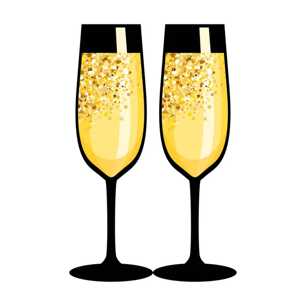 Золоті чорні келихи шампанського — стоковий вектор