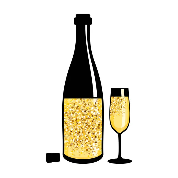 Скляна пляшка шампанського — стоковий вектор