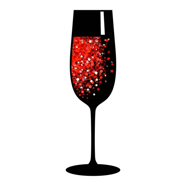 Röd svart champagneglas — Stock vektor