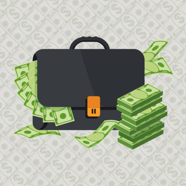 Evrak Çantası'nı para arka plan üzerinde