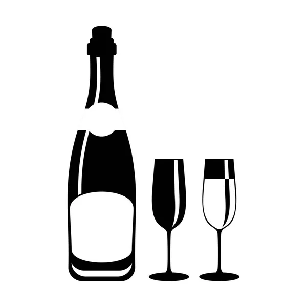 Bicchieri bottiglia di champagne — Vettoriale Stock