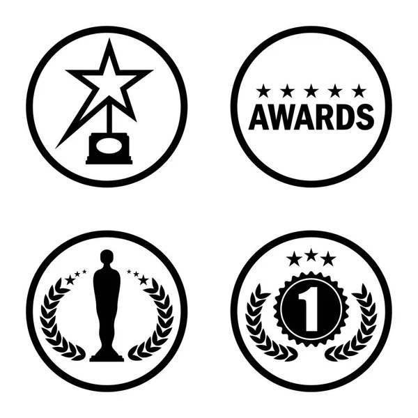 Cinema award ikonok fekete — Stock Vector