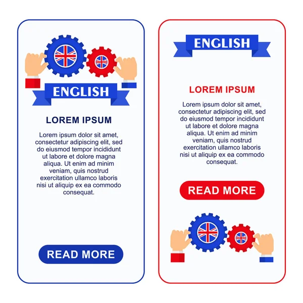 Engranaje de banners ingleses — Vector de stock