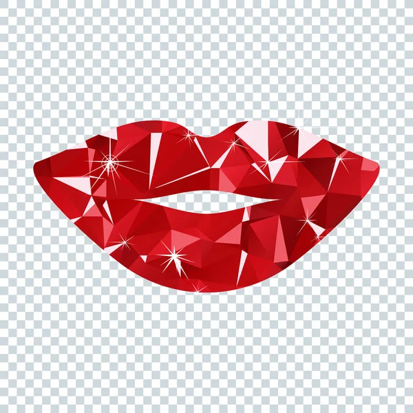 Rubinfarbene Lippen auf Transparent — Stockvektor