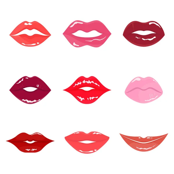 Conjunto de labios de mujer de color — Vector de stock