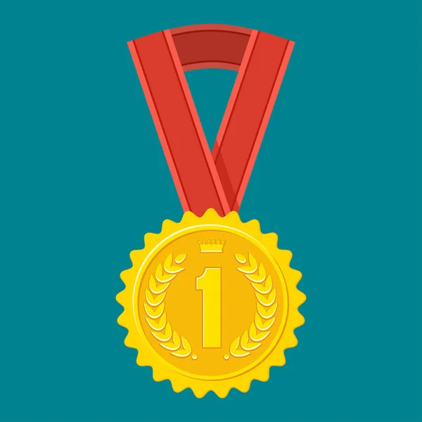Gouden medaille op blauw — Stockvector