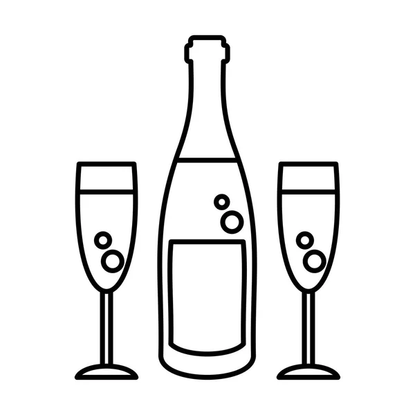 Пляшку шампанського окуляри — стоковий вектор
