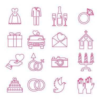 Düğün simgeleri anahat seti