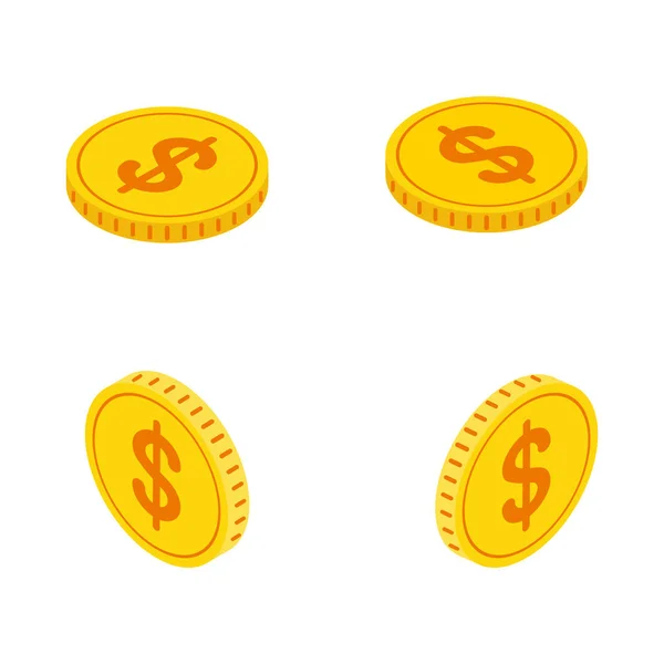 Isometric coins set — Stock Vector