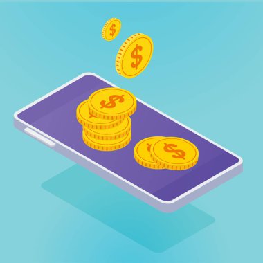 izometrik smartphone ile sikkeler