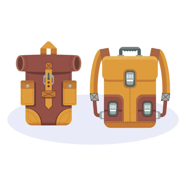 Fashionable hipster leather backpacks — Stock Vector