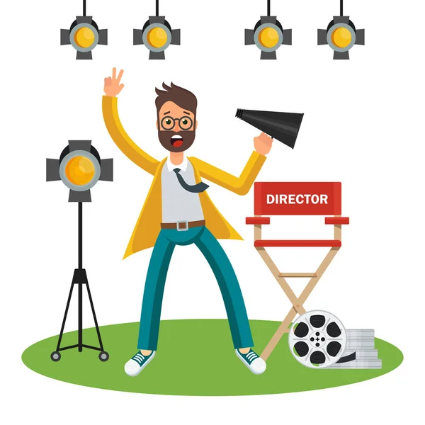 Film director on set — Stock Vector